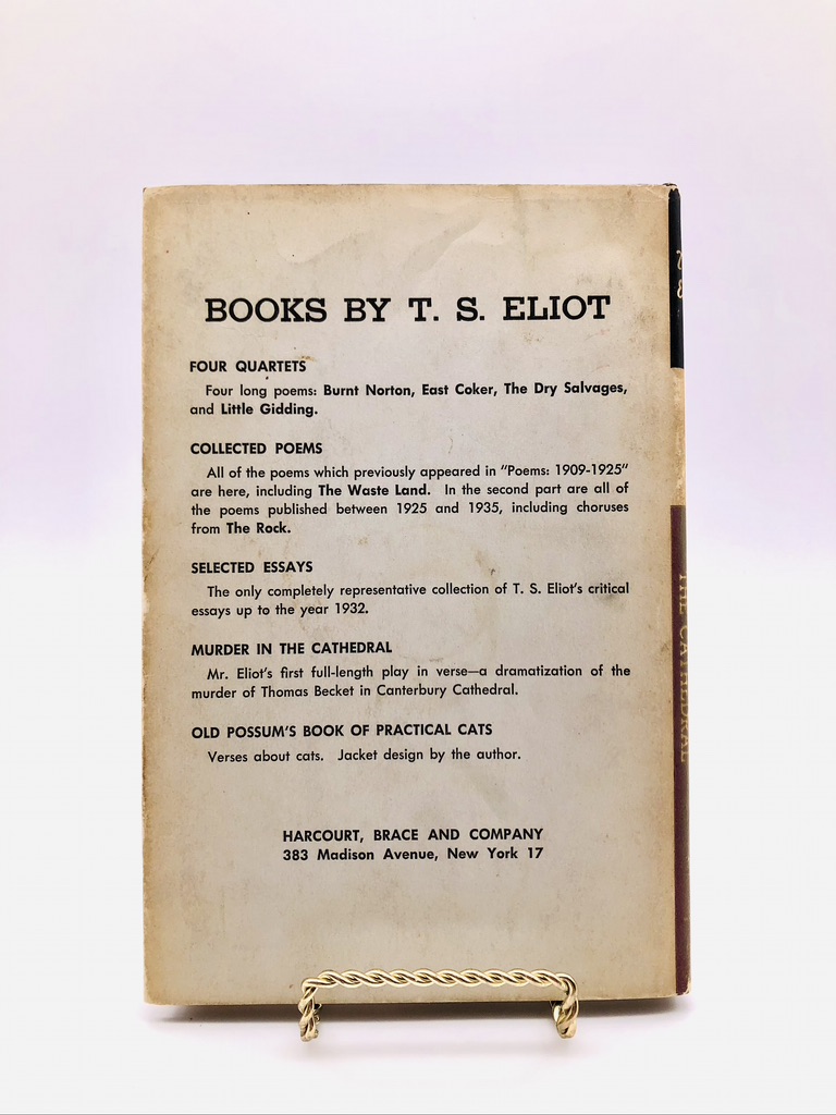 Murder in the Cathedral. By T.S. Eliot. Second Edition, Later Printing. Harcourt, Brace & Co. New York, circa 1945. - Image 3