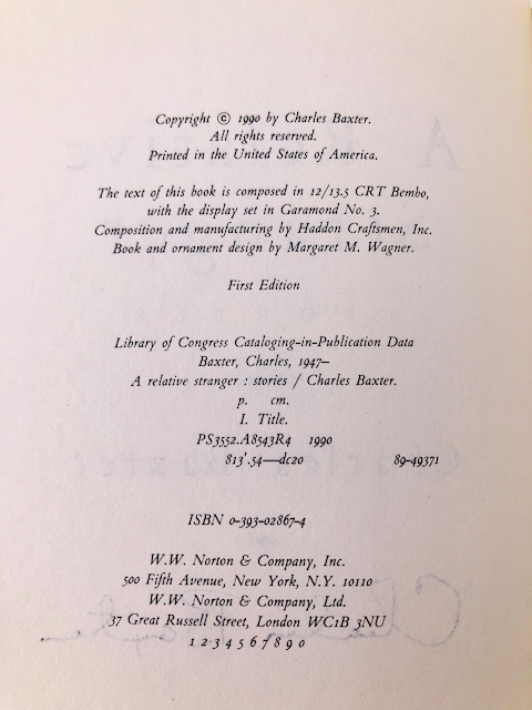 A Relative Stranger. Signed by Charles Baxter. First Edition, First Printing. Norton. New York, 1990. - Image 7