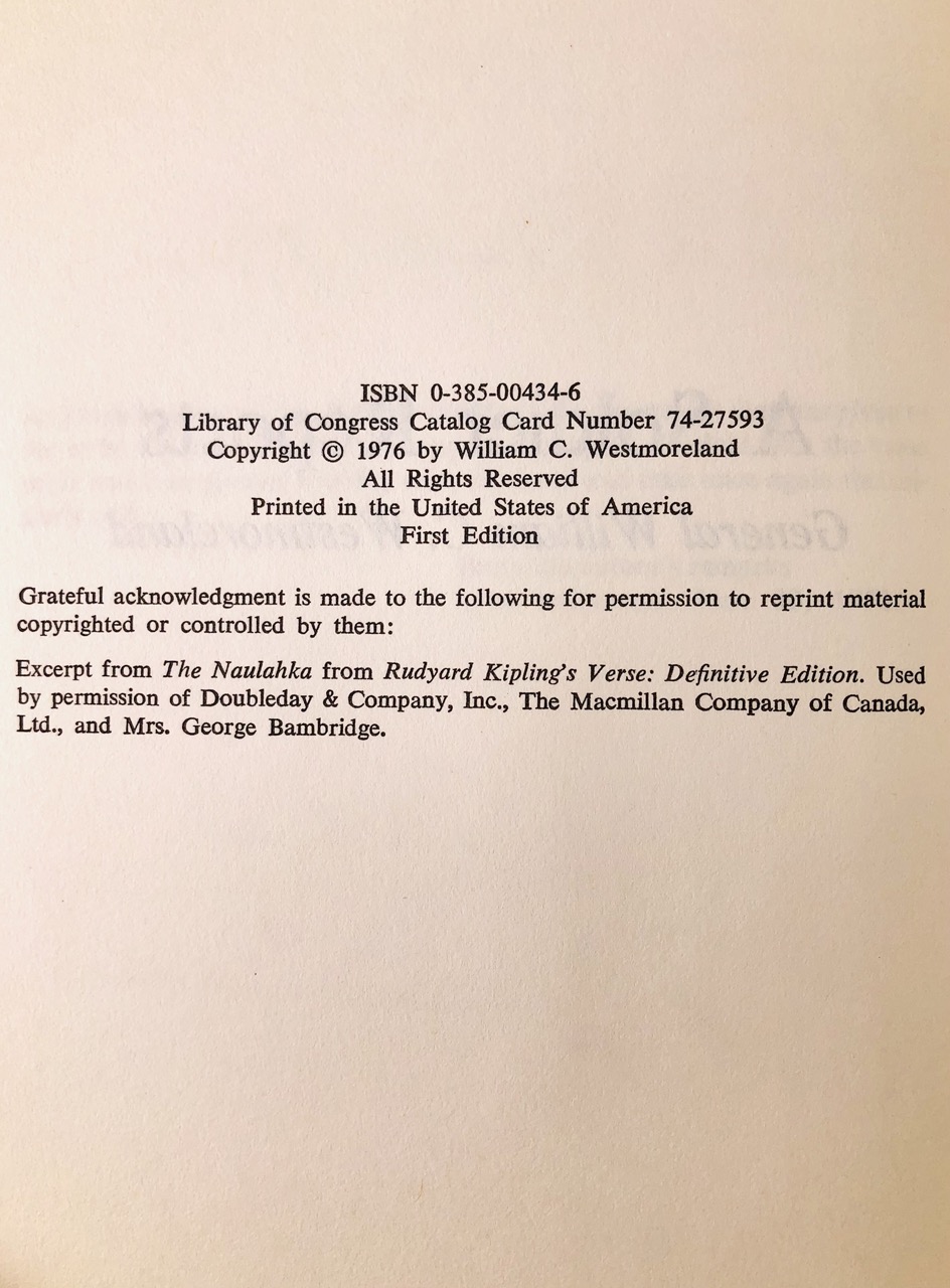 A Soldier Reports. Inscribed by William Westmoreland. First Edition, First Printing. Doubleday. New York, 1976. - Image 8