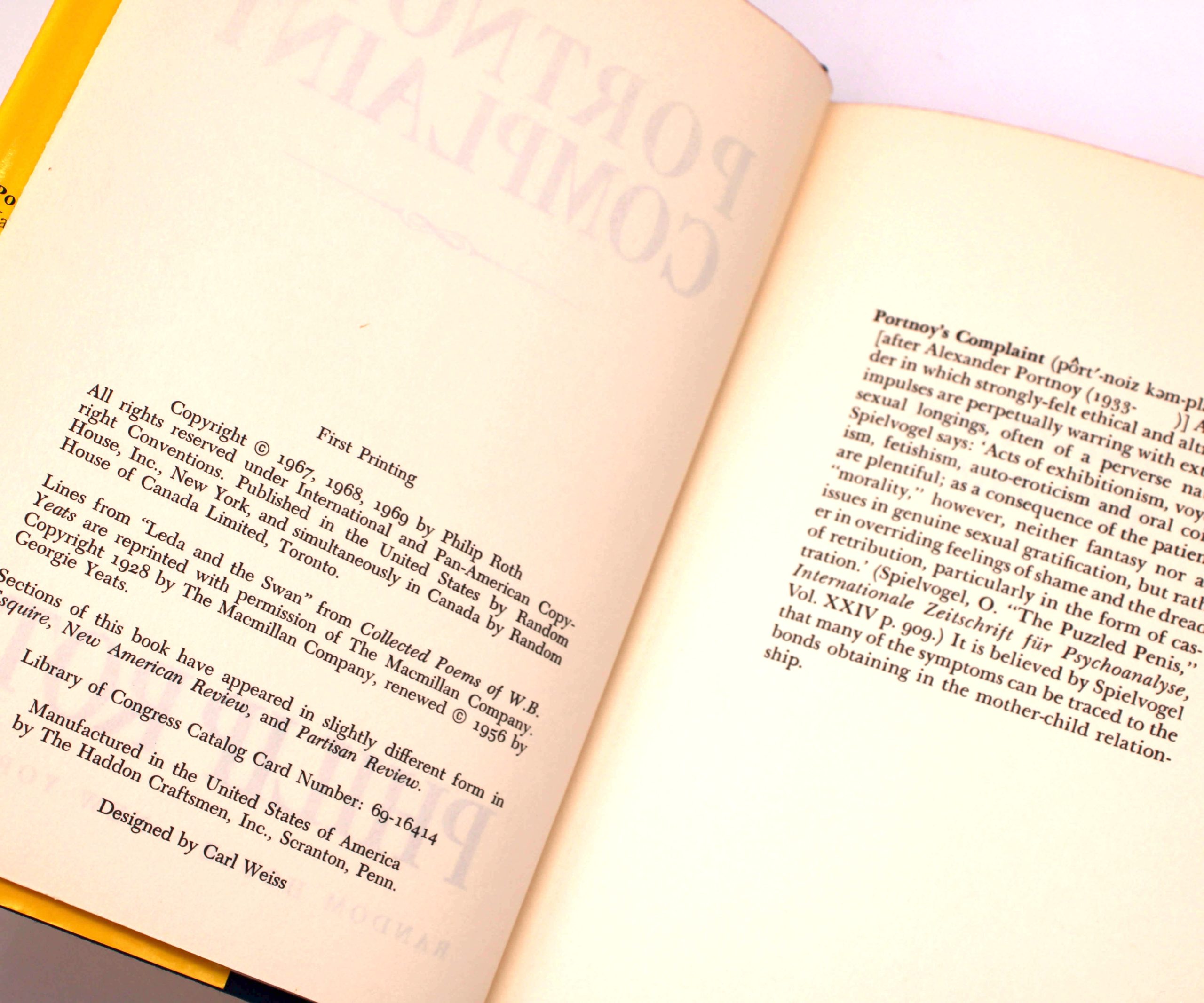 Portnoy’s Complaint. By Philip Roth. First Trade Edition, First Printing. Random House. New York, 1969. - Image 7