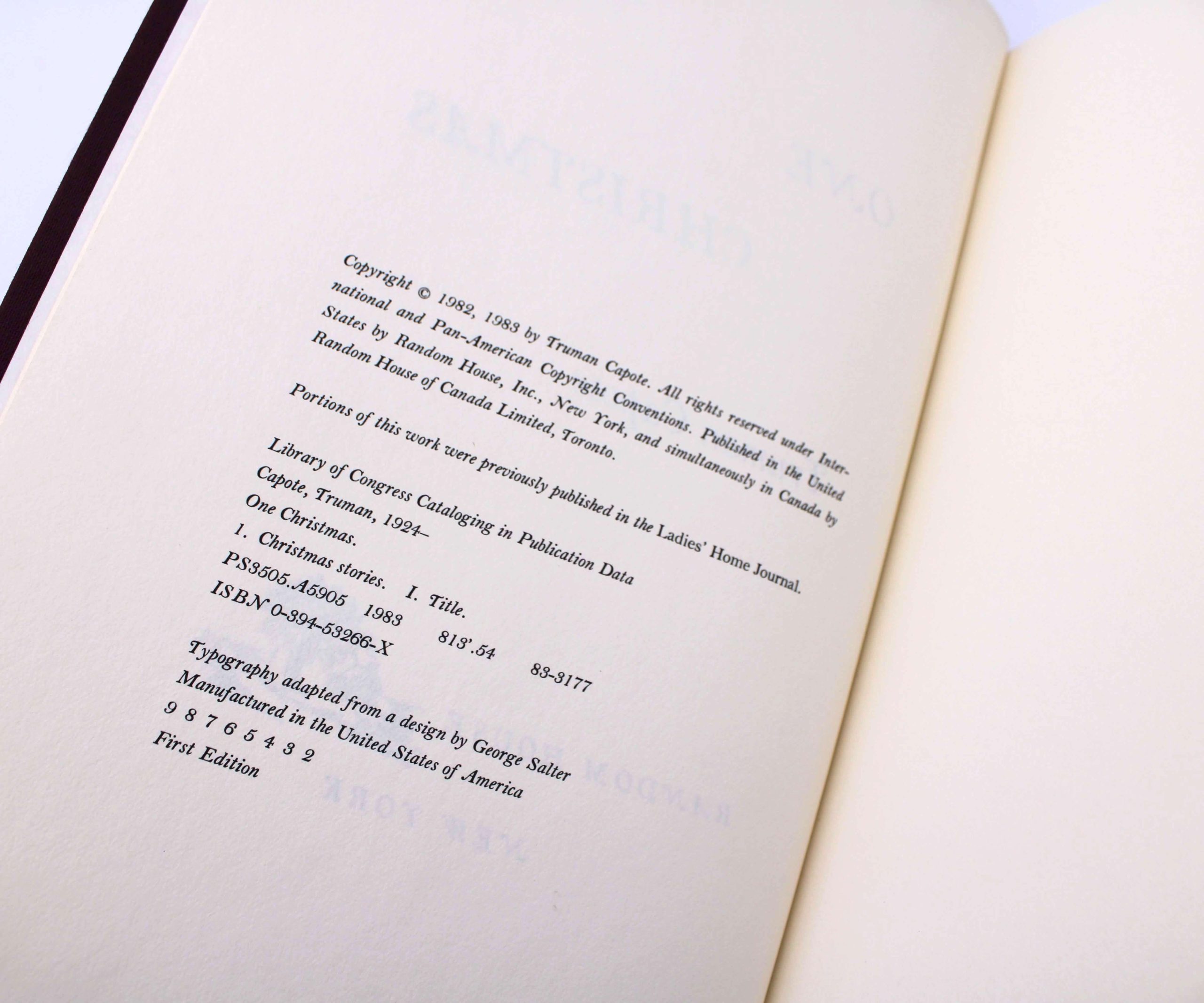 One Christmas. By Truman Capote. First Trade Edition, First Printing. Random House. New York, 1983. - Image 5